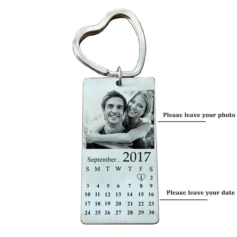Customized Photo Calendar Keychain To Burn ID Dog Tag Charm Pendant Key Chain