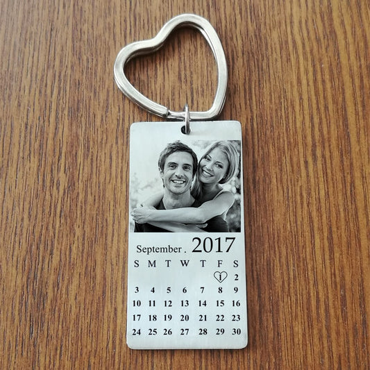 Customized Photo Calendar Keychain To Burn ID Dog Tag Charm Pendant Key Chain